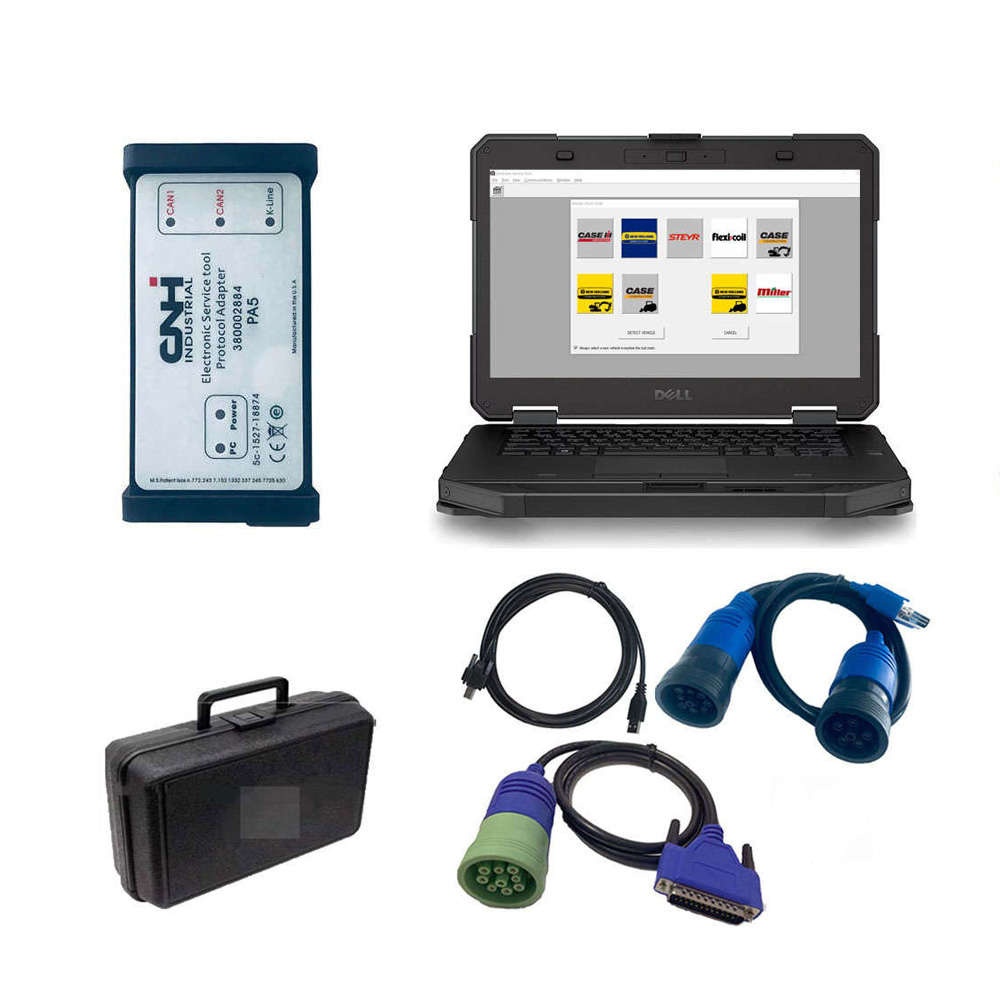 New Holland Electronic Service Tools CNH EST 9.10 Engineering Level Kit DPA 5 Diagnostic Tool Plus DELL 5414 Laptop